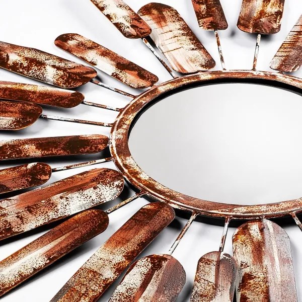 Specchio da parete SOLE diametro 75 cm marrone