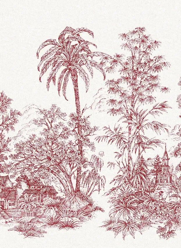 Jannelli & Volpi Carta da parati panoramica Mandalay - White Red Panel 5