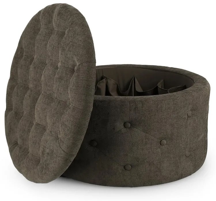 Pouf contenitore porta scarpe ERNESTINE in tessuto marrone timo