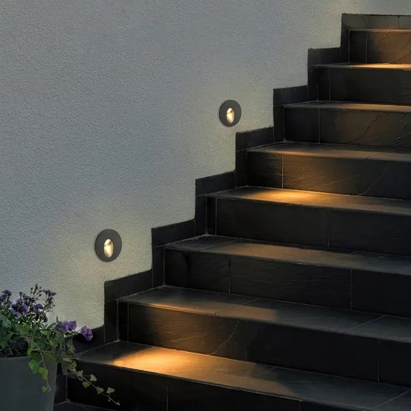 Brilagi - LED lampada da incasso per esterni STAIRDOT LED/2W/230V, nero, IP65, rotonda