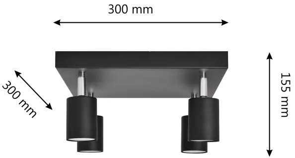 LED Luce Spot a LED TUNE 4xGU10/4,8W/230V nero