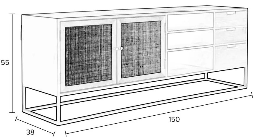 Tavolo TV in rattan nero 38x55 cm Guuji - White Label