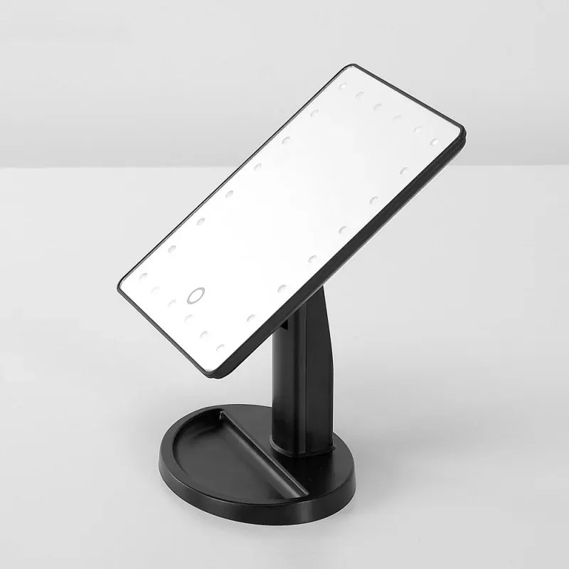 Specchio trucco con luci LED touchscreen e regolazione a 180° da appoggio nero