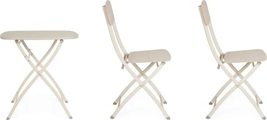 Set da pranzo da giardino beige in acciaio per 2 persone Yvonne – Bizzotto