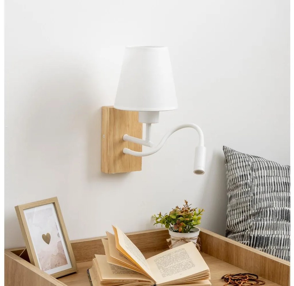 Brilagi - Applique a LED NUBILA WOOD 1xE27/25W/230V + LED/3W quercia/bianco