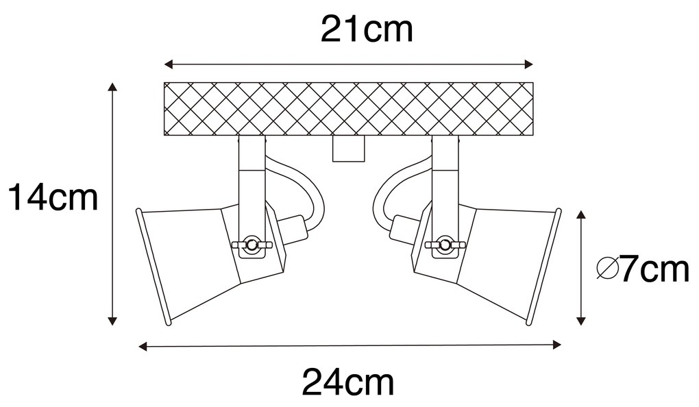 Faretto country nero con legno 2 luci regolabile - Jelle