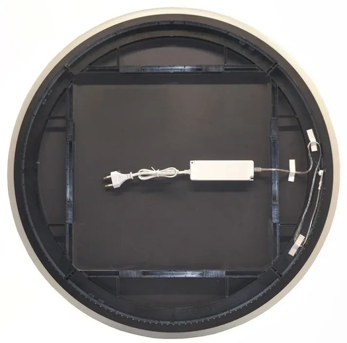 Specchio retroilluminato LED 75 cm tondo da parete con telaio nero