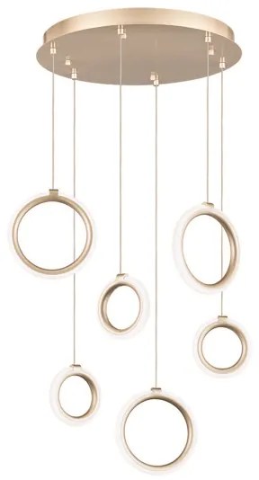 Lampada a sospensione in metallo verniciato 6 Luci ORO 45 cm a Led PINTA