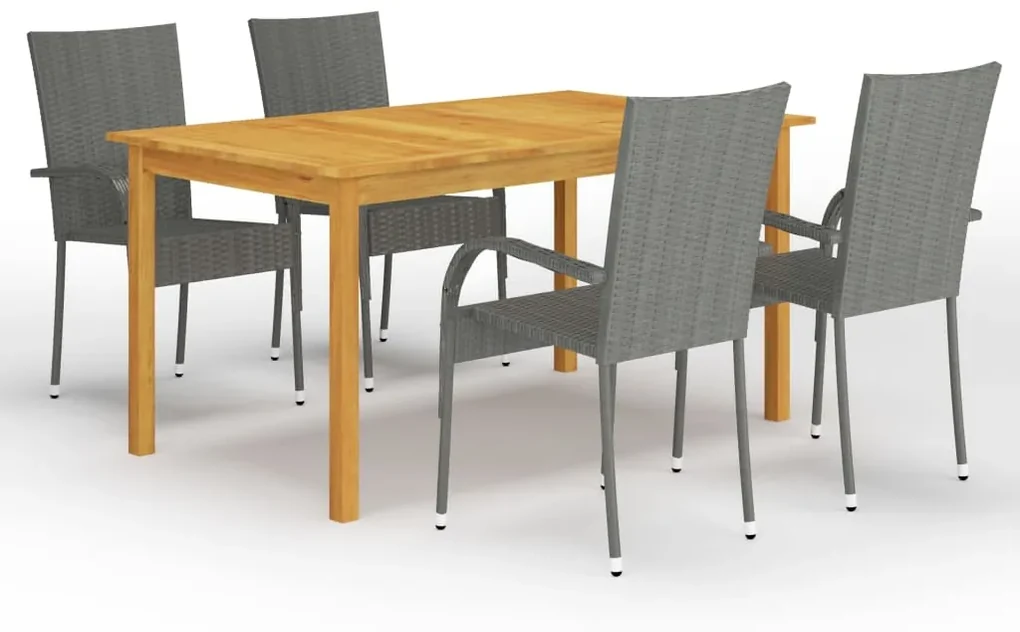 Set mobili da pranzo per giardino 5 pz grigio