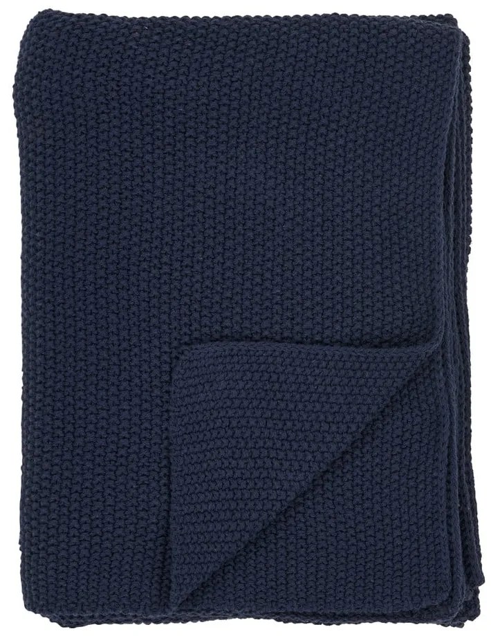 Coperta blu scuro in cotone riciclato 130x170 cm Santos – House Nordic