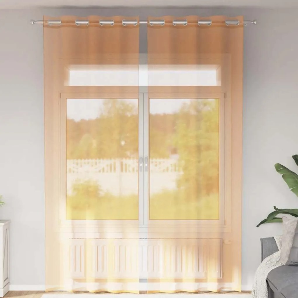 Tende İn Voile Con Occhielli 2 Pz Arancio 140x300 Cm /