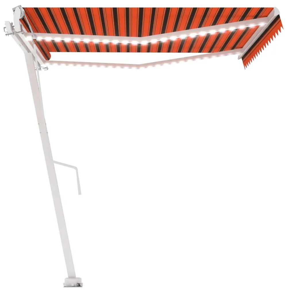 Tenda Automatica Sensore Vento e LED 450x350 cm Arancio Marrone