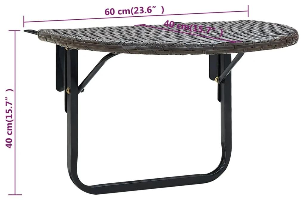 Tavolo da Balcone Marrone 60x60x40 cm in Polyrattan