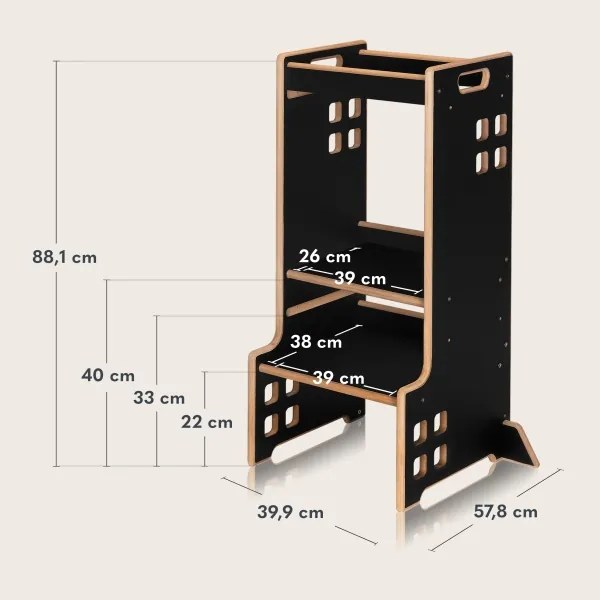 Lionelo - Torre d'apprendimento CASS Nero Onice