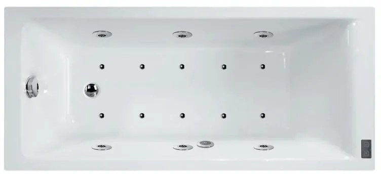 Vasca idromassaggio rettangolare Galaxy confort,bianco ,180, 180 cm, 16 bocchette, SANYCCES