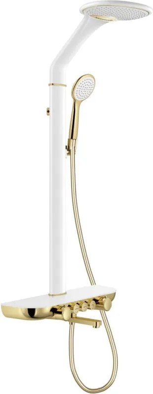 Mexen Blaze set doccia esterno con doccetta e rubinetto, bianco/oro - 78109-25