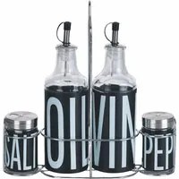 Set 4 condimenti nero con stand Big is more