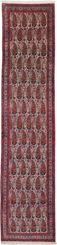 Senneh Tappeto persiano 390x90 Rosso (Iran) Annodato A Mano