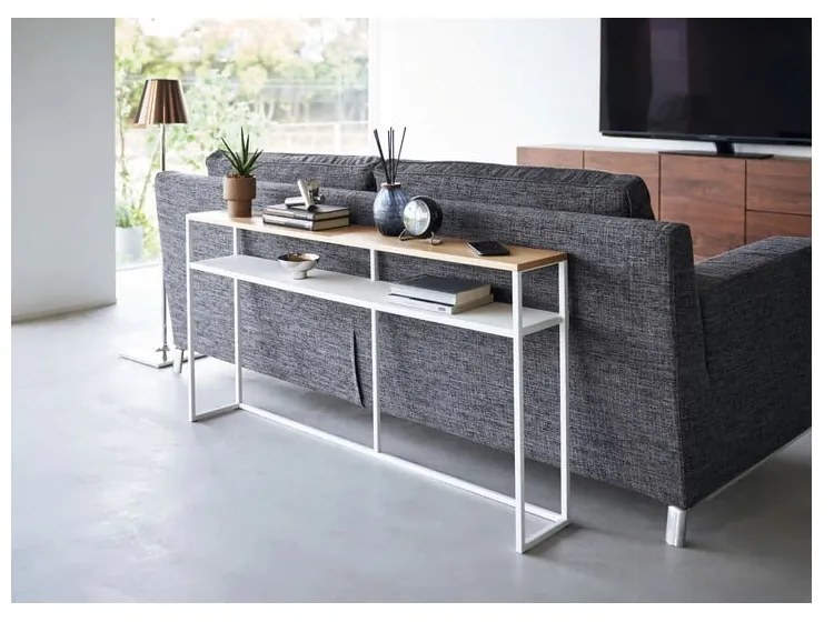 Tavolo consolle bianco/in marrone chiaro con effetto frassino 20,5x126 cm Tower - YAMAZAKI