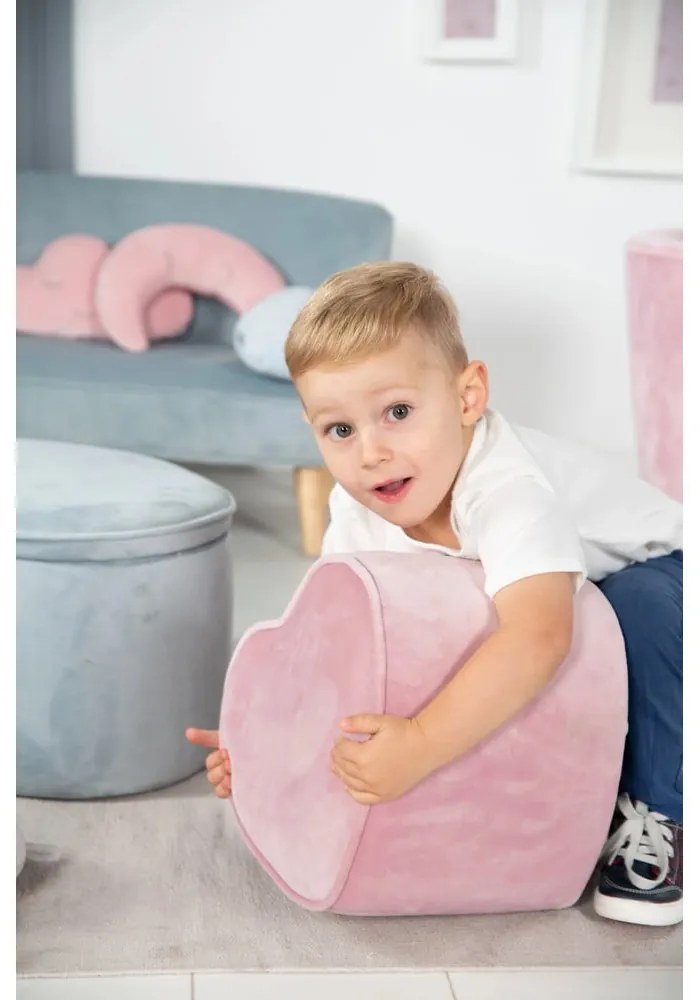 Pouf per bambini in velluto rosa chiaro Lil Sofa - Roba