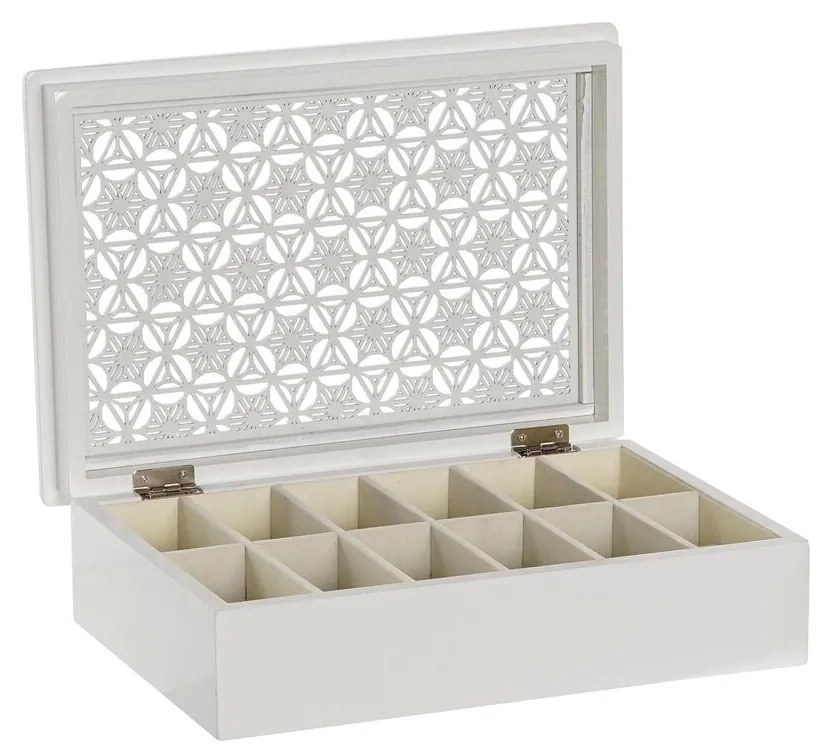 Custodia per orologi DKD Home Decor 29 x 20 x 9 cm Cristallo Bianco Avorio Legno MDF