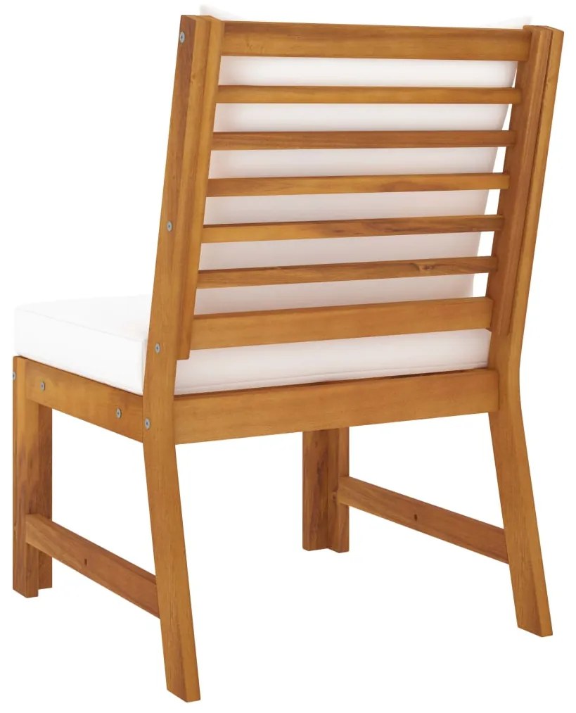 Set Divani da Giardino 3 pz con Cuscini Crema in Legno Acacia