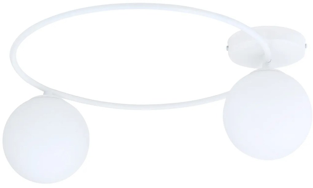 Plafoniera Minimal 2 Luci Perseo In Acciaio Bianco E Sfere In Vetro Bianco