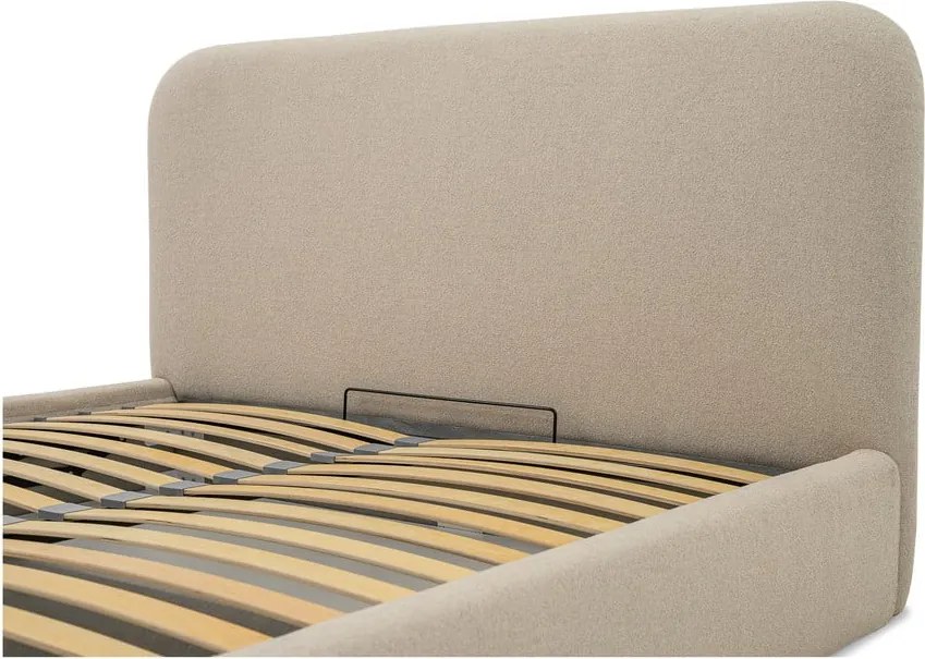 Letto matrimoniale imbottito beige con contenitore con rete inclusa 140x190 cm Sea – Scandic