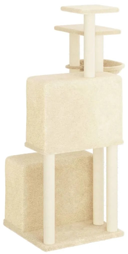Albero per gatti con tiragraffi in sisal crema 122 cm