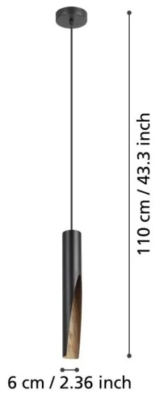 Eglo 900874 - Lampadario LED a sospensione con filo BARBOTTO 1xGU10/4,5W/230V nero/marrone