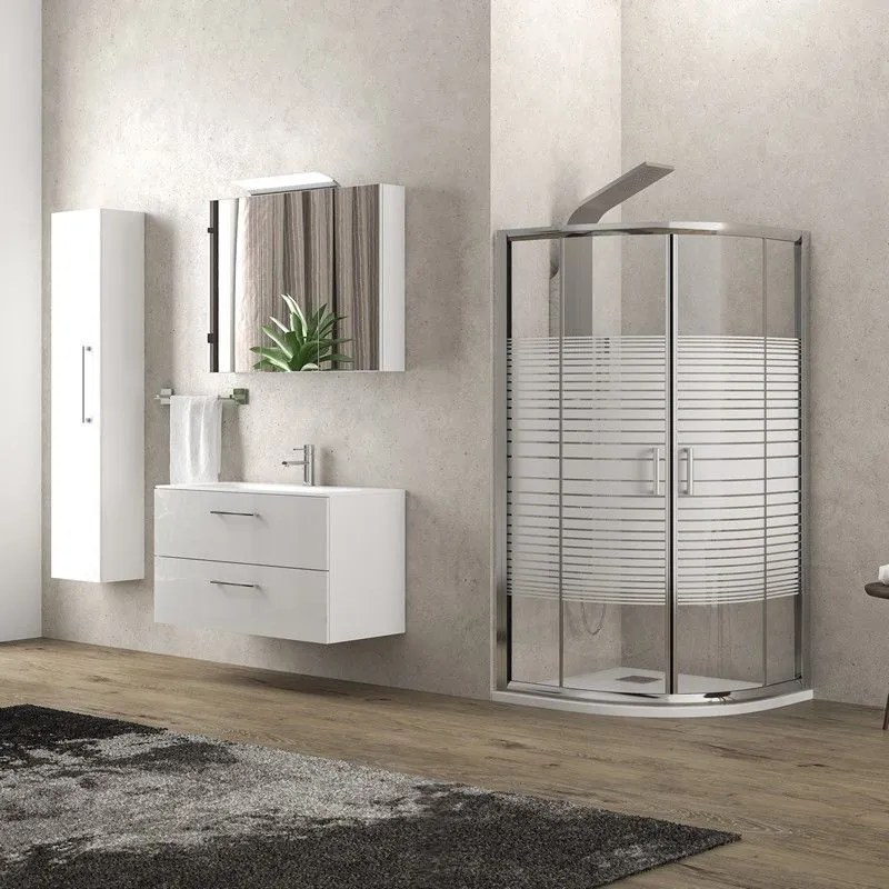 Kamalu - Box doccia 90x90 semicircolare vetro serigrafato altezza 180cm | K400