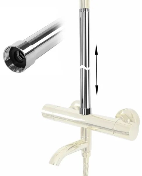 REA-K0881- Asta di prolunga per set doccia/vasca 51,5 cm, cromo lucido