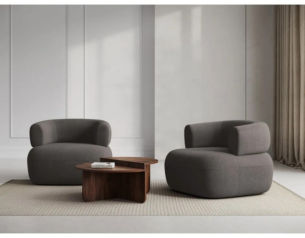 Poltrona grigia in tessuto bouclé Jenny - Micadoni Home