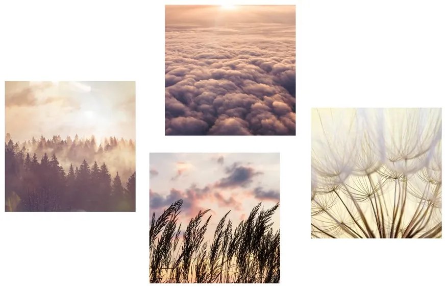 Set di quadri – Paesaggio pittoresco al tramonto