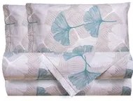 Completo letto matrimoniale foglie ginko azzurro