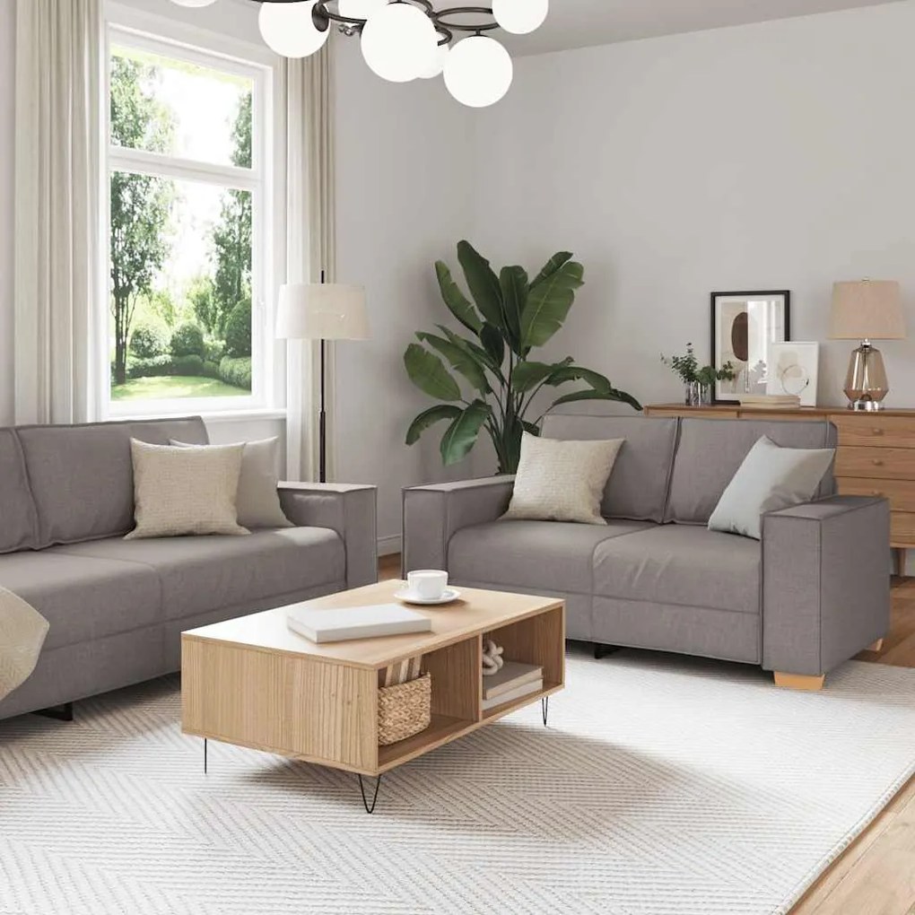 Set Di Divani 2 Pz Con Cuscini Tortora İn Tessuto /