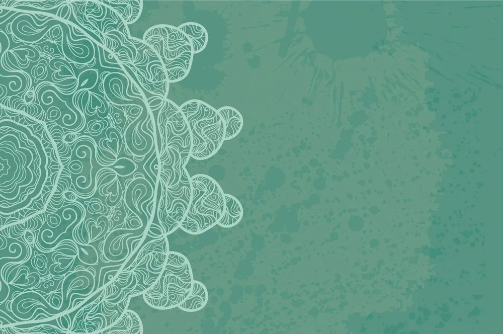 Carta da parati – Arabesco verde su sfondo astratto