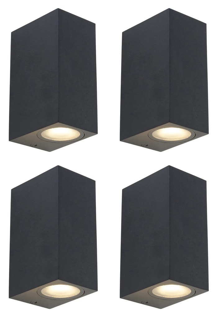 Set di 4 applique moderne nere 2 luci IP44 - Baleno