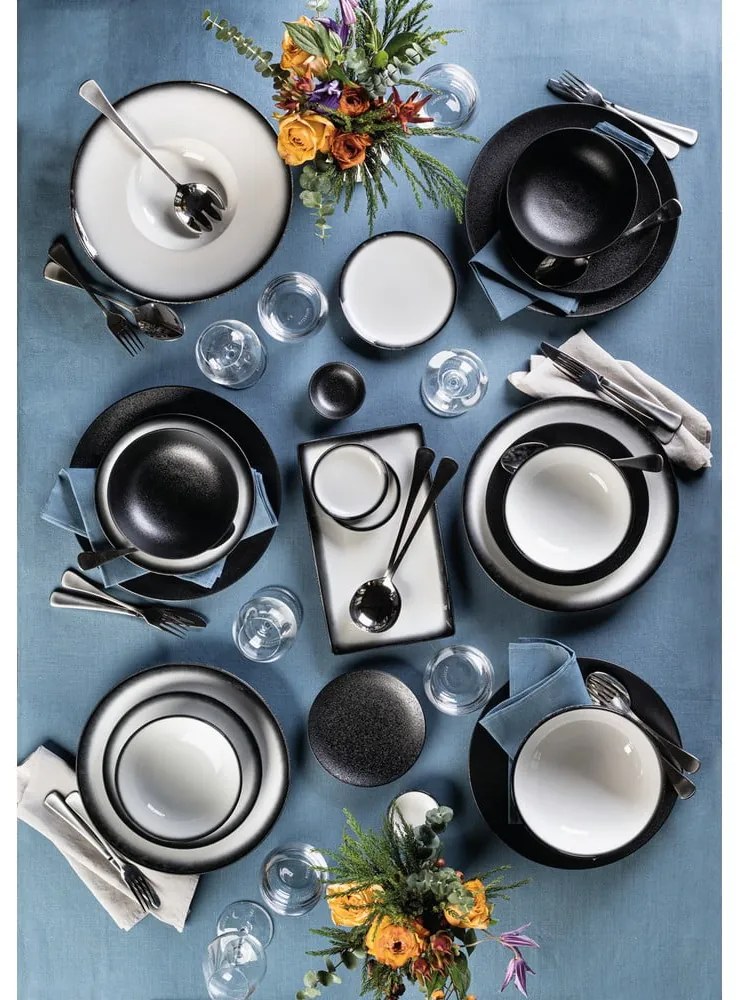 Piatto ovale in ceramica bianca e nera Caviar, 30 x 22 cm - Maxwell &amp; Williams