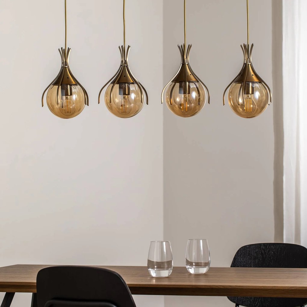 Lampada a sospensione in vetro Sinka Avonni, dimmerabile, Crema / Ambra, Soggiorno / Sala da pranzo, Vetro, Lampada a sospensione