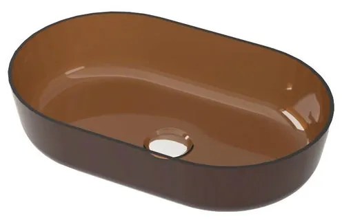 Lavabo da appoggio ovale in solid surface L 54 x H 12 x P 34 cm bronzo e trasparente