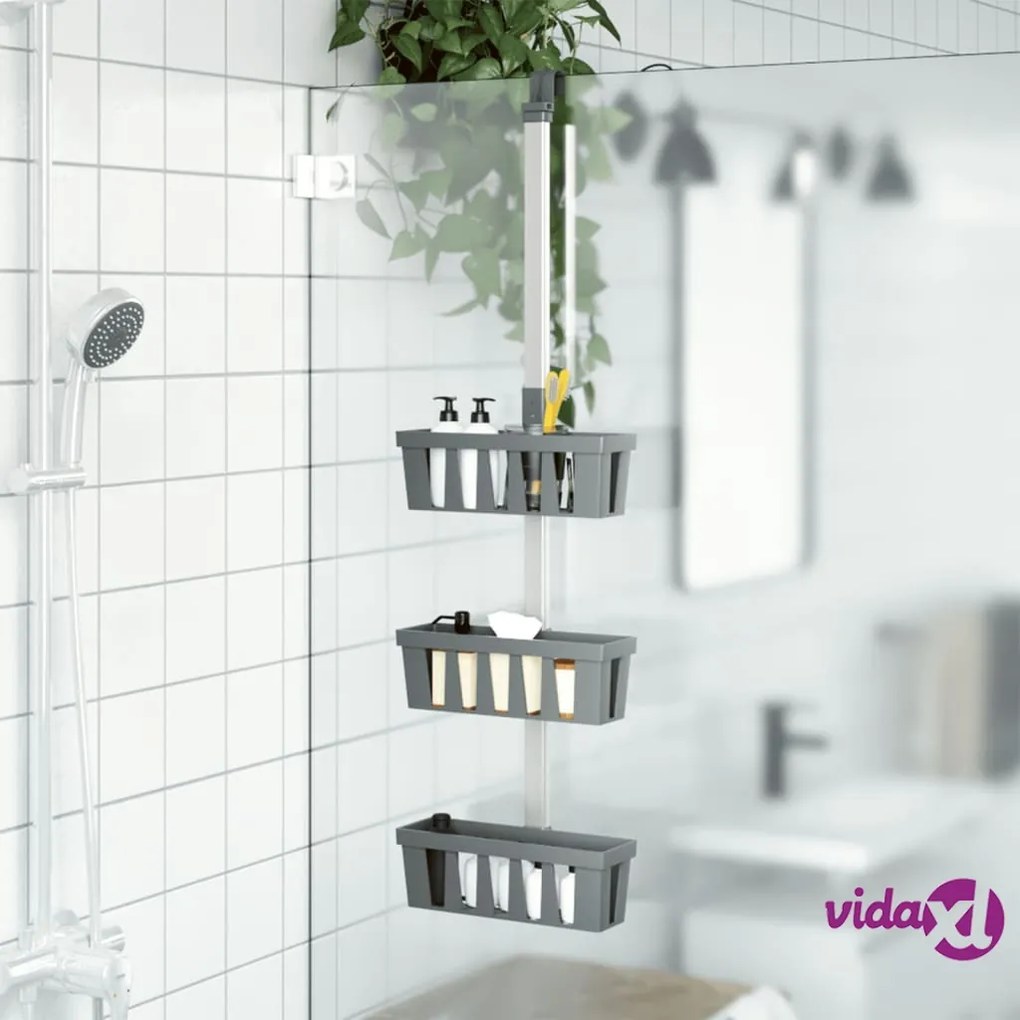 vidaXL Ripiani Pensili da Doccia 30x15x(67-105) cm in Alluminio