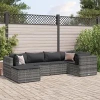 Set Divani da Giardino 6 pz con Cuscini in Polyrattan Grigio 3308210