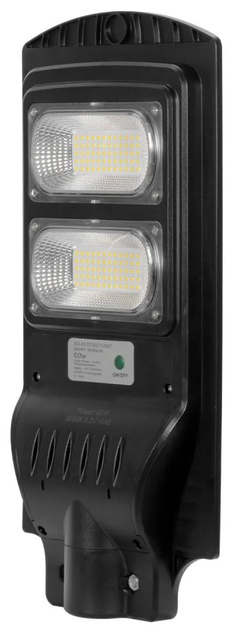 Armatura Stradale Solare 60W, 5.000k, Luce Minima + Sensore di Mov. Aut. 10h LED Lumileds Colore Bianco Freddo 5.000K