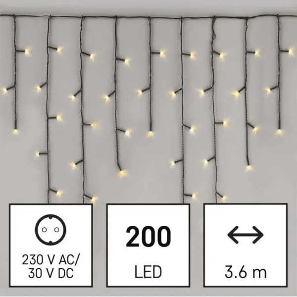 Catena LED da esterno natalizia 200xLED/8 modalità 8,6m IP44 bianco caldo