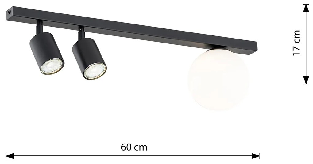 Plafoniera Minimal 3 Luci Sobek In Acciaio Nero E14+Gu10