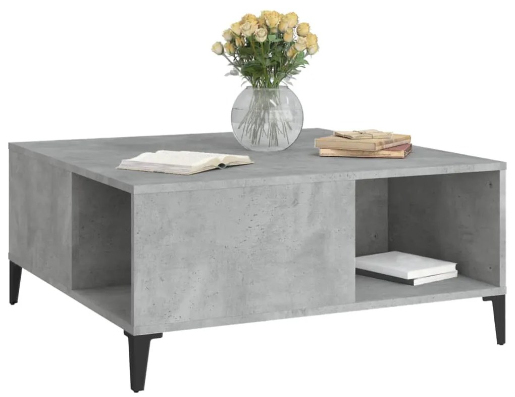 Tavolino salotto grigio cemento 80x80x36,5 cm legno multistrato