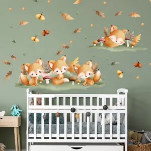 Autoadesivi parete - Animali della foresta e Piccole volpi della foresta | Inspio