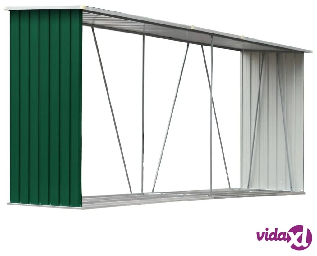 vidaXL Capannone da Giardino in Acciaio Zincato 330x84x152cm Verde