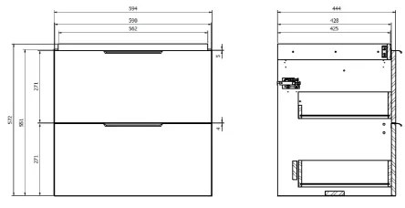 Cersanit S598-046-DSM- Mobile bagno sospeso sotto lavabo MALIKA 60x45 cm bianco
